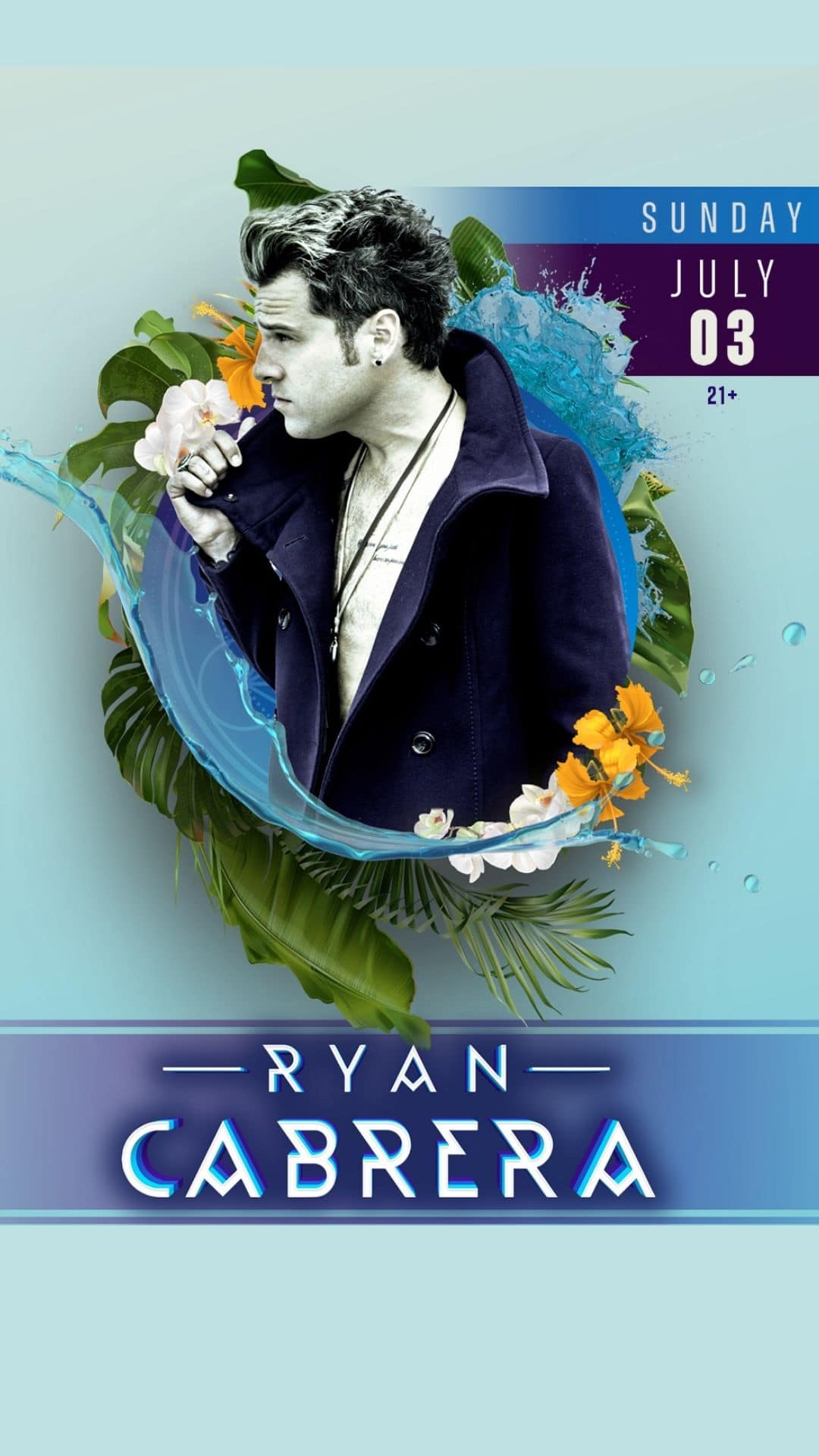 Creative visual to promote Ryan Cabrera at AZILO Ultra Pool on July 3rd